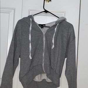Shorter, grey zip up